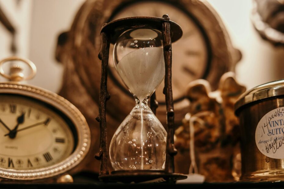 Sepia-toned image of various timepieces
